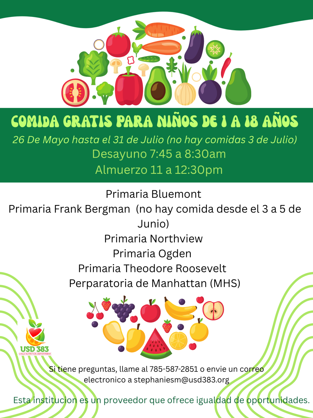 Flyer for free summer meals